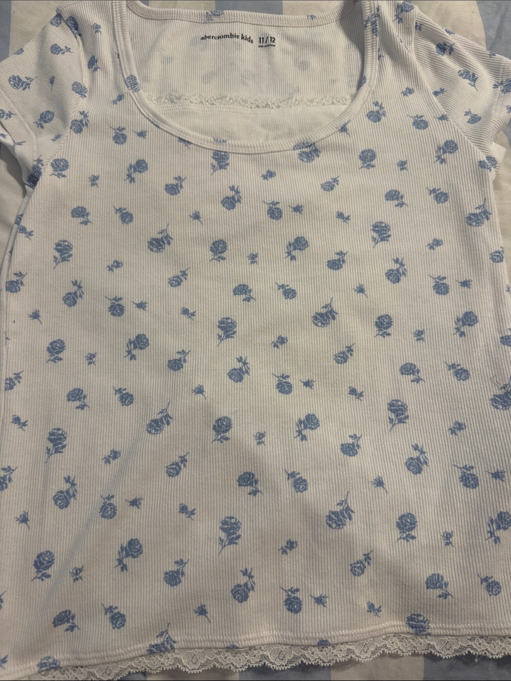 abercrombie kids White Tee with Light Blue Floral Print